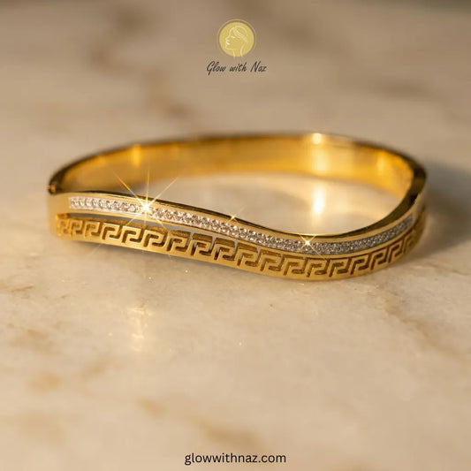 18K Gold-Plated Grecian Wave Hand Cuff Bracelets
