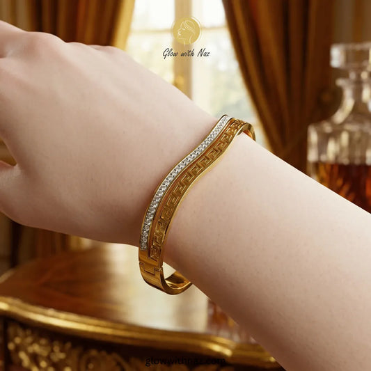 18K Gold-Plated Grecian Wave Hand Cuff Bracelets