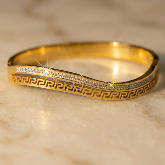 18K Gold - Plated Grecian Wave Bangle - 18K Gold - Plated Grecian Wave BangleJewelryGlow with NazGlow With NazN-B00618K Gold - Plated Grecian Wave Bangle