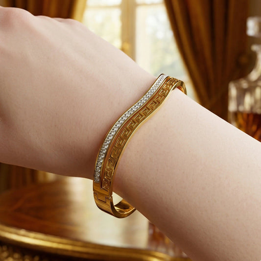 18K Gold - Plated Grecian Wave Bangle - 18K Gold - Plated Grecian Wave BangleJewelryGlow with NazGlow With NazN-B00618K Gold - Plated Grecian Wave Bangle