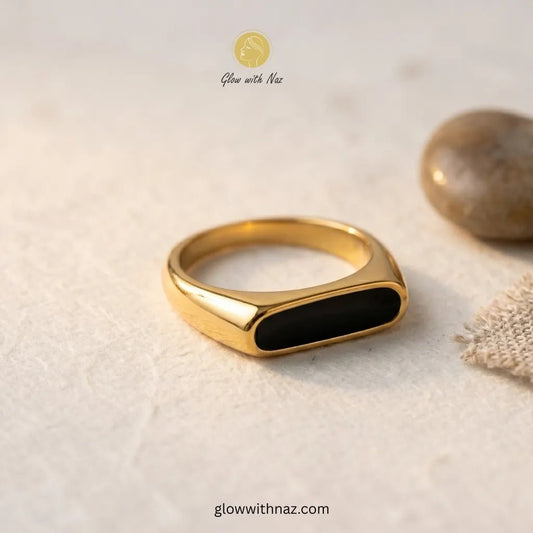 24K Gold Plated Premium Black Epoxy Ring - 24K Gold Plated Premium Black Epoxy RingJewelryGlow With NazGlow With NazN-R005N-R00524K Gold Plated Premium Black Epoxy Ring