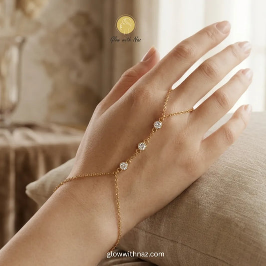 Crystal Hand Chain Bracelet | Waterproof 18k Gold Plated Haath Phool