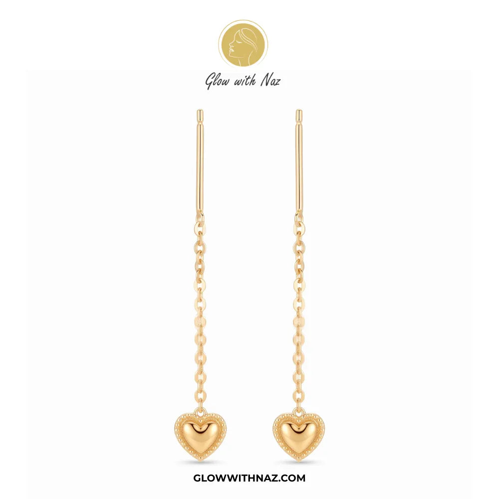 Stainless Steel Mini Mini Balloon Heart Sui Dhaga Earrings