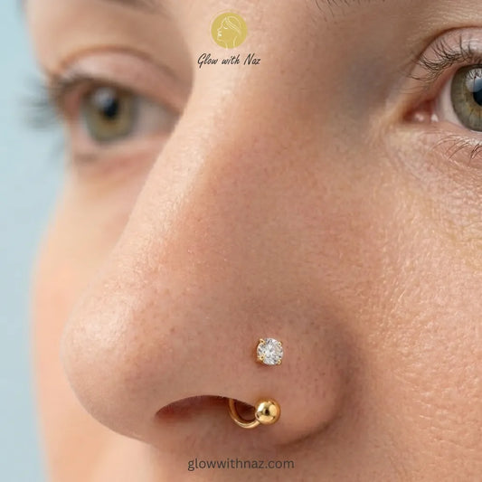 Gold Zircon Stainless Steel Nose Ring