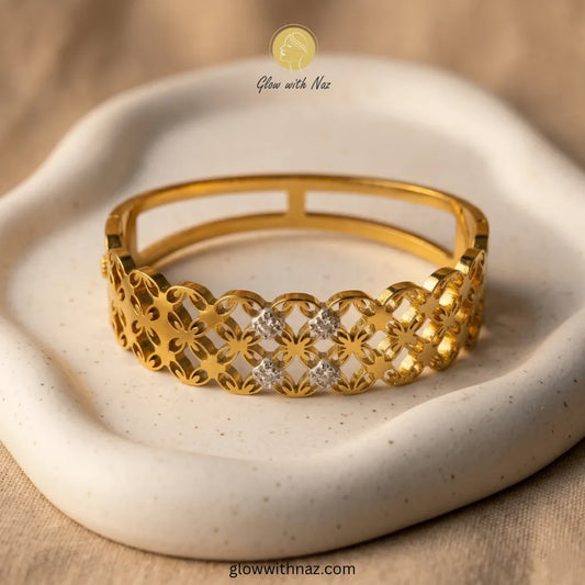 Royal Lattice Diamond Hand Cuff Bracelets