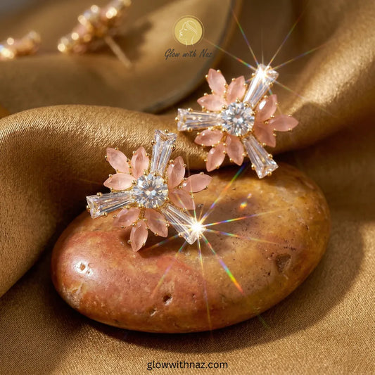 Celestial Peach Sunburst Studs