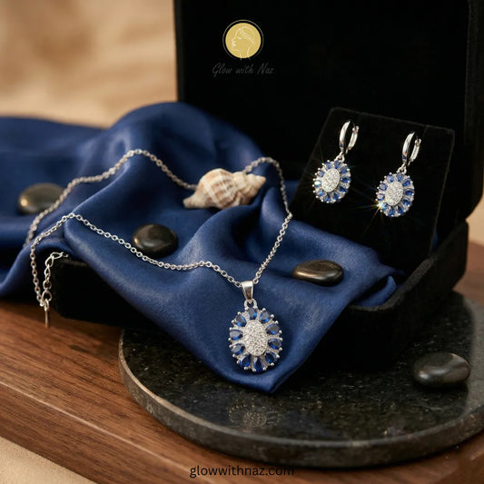 Silver Chain and Pendant Set with Earrings