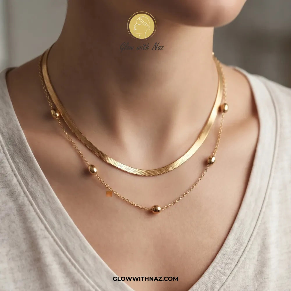 Stainless Steel Double Chain Long Bead Pendant