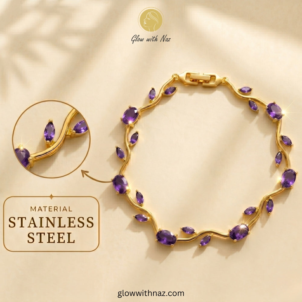 Premium Purple Tulip Bracelet | Rapunzel Floral Stainless Steel Bracelet