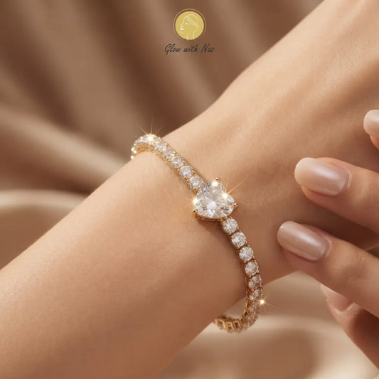 Detail shot of the stunning tarnish-free minimalist jewelry featuring a brilliant heart-shaped crystal centerpiece hand cuff bracelet, girls bracelet, bracelet for girls, simple bracelet, chain bracelet, bracelet chain, bracelet watch, hand bracelet, black jewellery, bracelet, ring bracelet, aesthetic bracelet, bracelet for women, bracelet set, cartier bracelet, cute bracelet, jewellery bracelet, bracelets, golden bracelet, clover bracelet, infinity bracelet, bangels, handcuffs bracelet, bracelet design, br