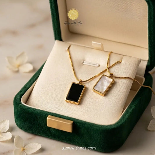 Double - Sided Black & White Rectangle Pendant Necklace - Double - Sided Black & White Rectangle Pendant NecklaceJewelryGlow With NazGlow With NazN-N022N-N022Double - Sided Black & White Rectangle Pendant Necklace