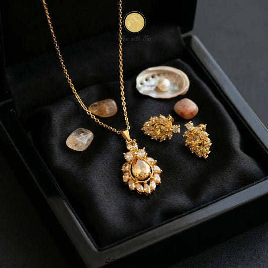 Elegant Sun Flower Style Necklace & Earrings Set - Elegant Sun Flower Style Necklace & Earrings SetJewelryGlow With NazGlow With NazN-N014N-N014Elegant Sun Flower Style Necklace & Earrings Set
