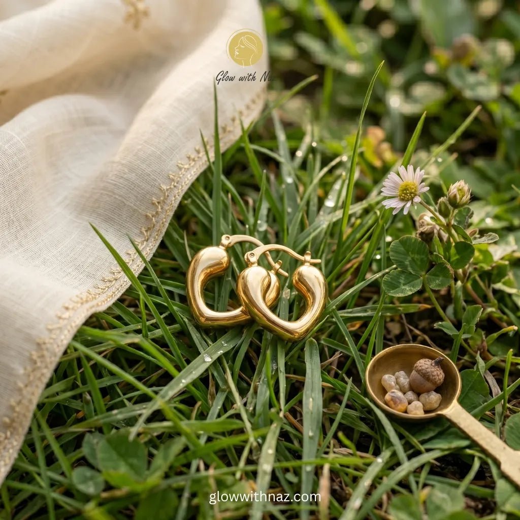 Heart Hoop Earrings & Cuff Bracelet Deal - Heart Hoop Earrings & Cuff Bracelet DealJewelryGlow With NazGlow With Naz100011100011Romantic 18k gold - plated heart hoop earrings
