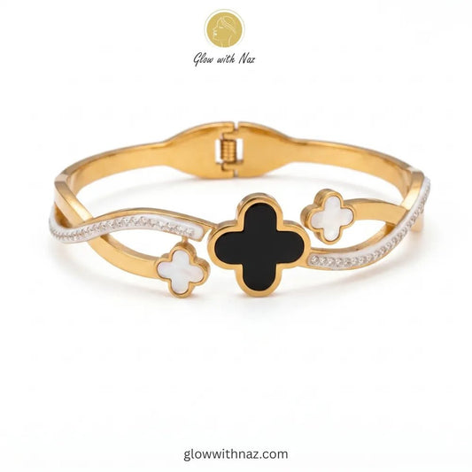 Infinity Trio Stainless Steel Clover Hand Cuff Bracelets - Infinity Trio Stainless Steel Clover Hand Cuff BraceletsJewelryGlow with NazGlow With NazN-B016N-B016Infinity Trio Clover Hand Cuff Bracelets