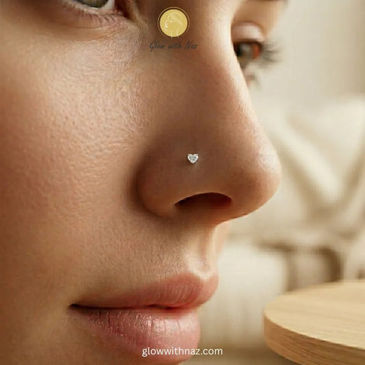 Premium Gold Heart Zircon Stainless Steel Nose Pin for Girls - Premium Gold Heart Zircon Stainless Steel Nose Pin for GirlsJewelryGlow With NazGlow With NazNR002NR0021pc Gold Heart Zircon Stainless Steel Nose Stud