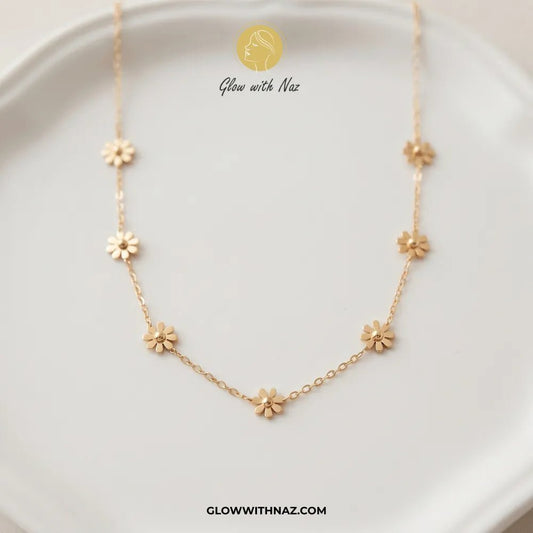Stainless Steel 7 Daisy Flower Diamond Necklace - #Stainless Steel 7 Daisy Flower Diamond NecklaceJewelryGlow With NazGlow With NazStainless Steel 7 Daisy Flower Diamond Necklace#