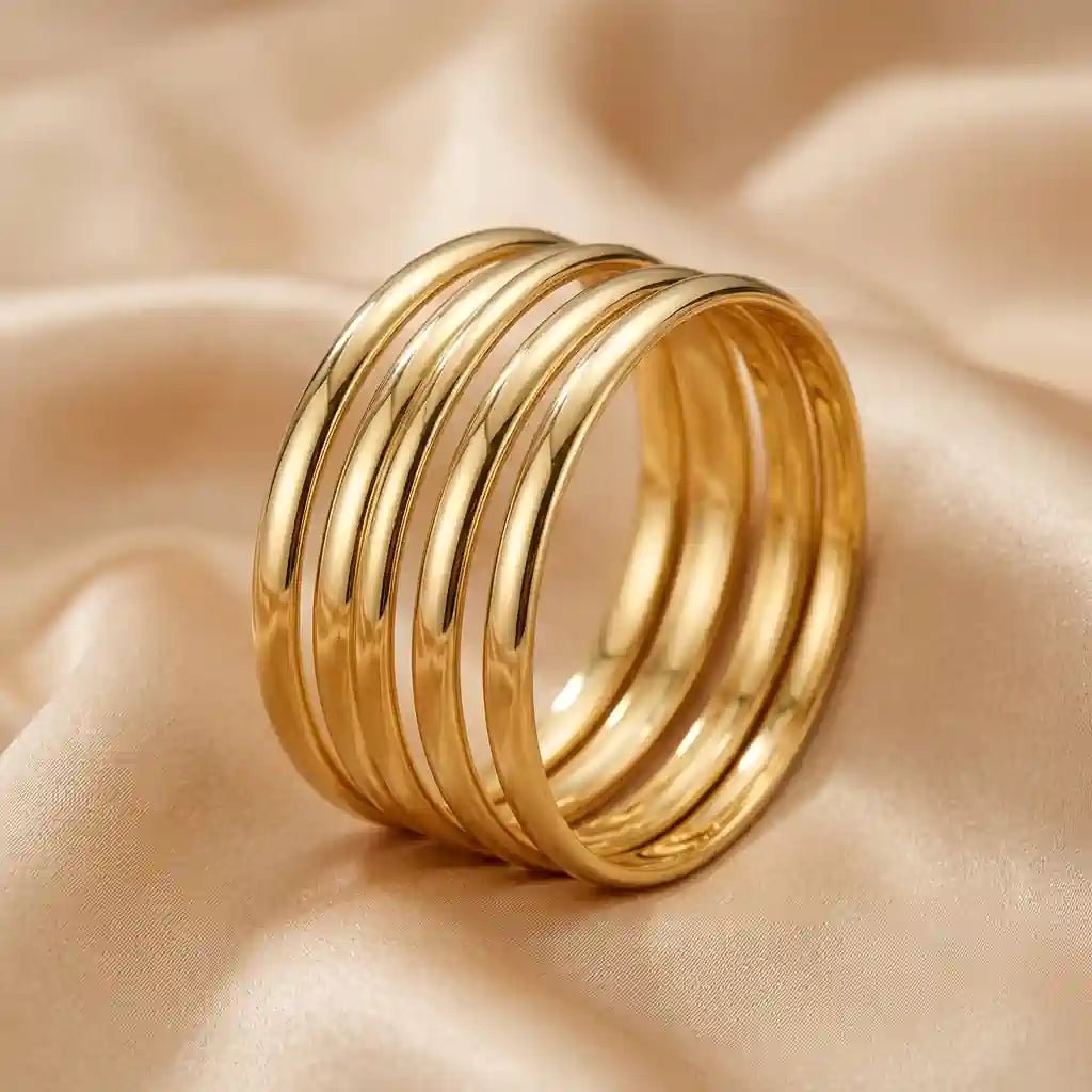 18K Gold Plated Simple Bangle Set for Women – High Polish Waterproof & Tarnish-Free Minimalist Gold Stackable Bracelets - Glow With Naz