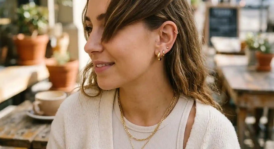 8mm Dainty Minimalist Gold Stainless Steel Small Hoop Earrings - Glow With Naz