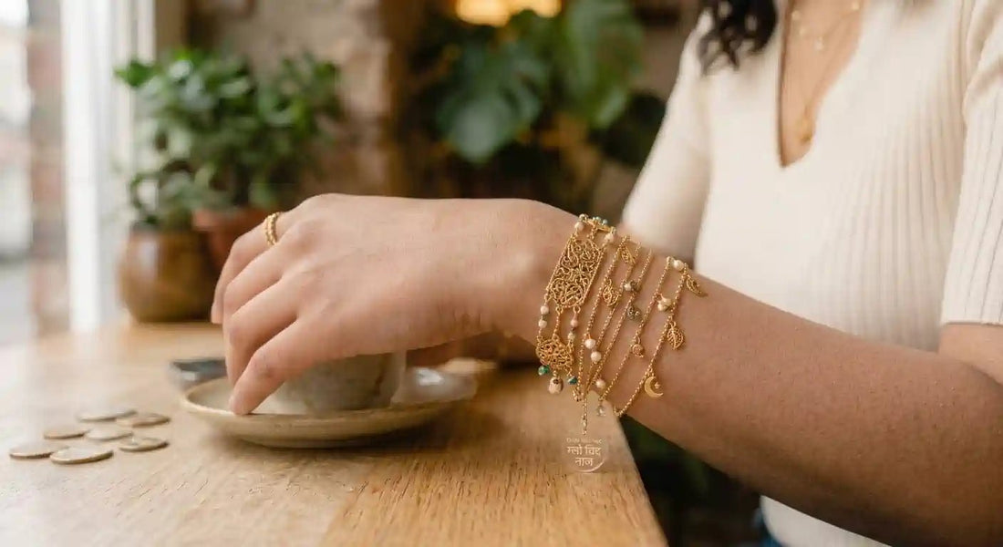 Discover the exquisite Multi-Strand Kashmiri Layered Chain Bracelet for Women, - Glow With Naz