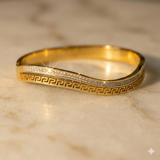 18K Gold - Plated Grecian Wave Bangle - 18K Gold - Plated Grecian Wave BangleJewelryGlow with NazGlow With NazN-B00618K Gold - Plated Grecian Wave Bangle