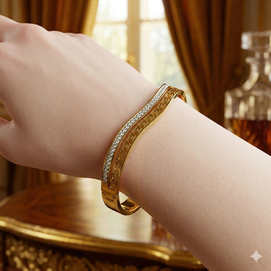 18K Gold - Plated Grecian Wave Bangle - 18K Gold - Plated Grecian Wave BangleJewelryGlow with NazGlow With NazN-B00618K Gold - Plated Grecian Wave Bangle