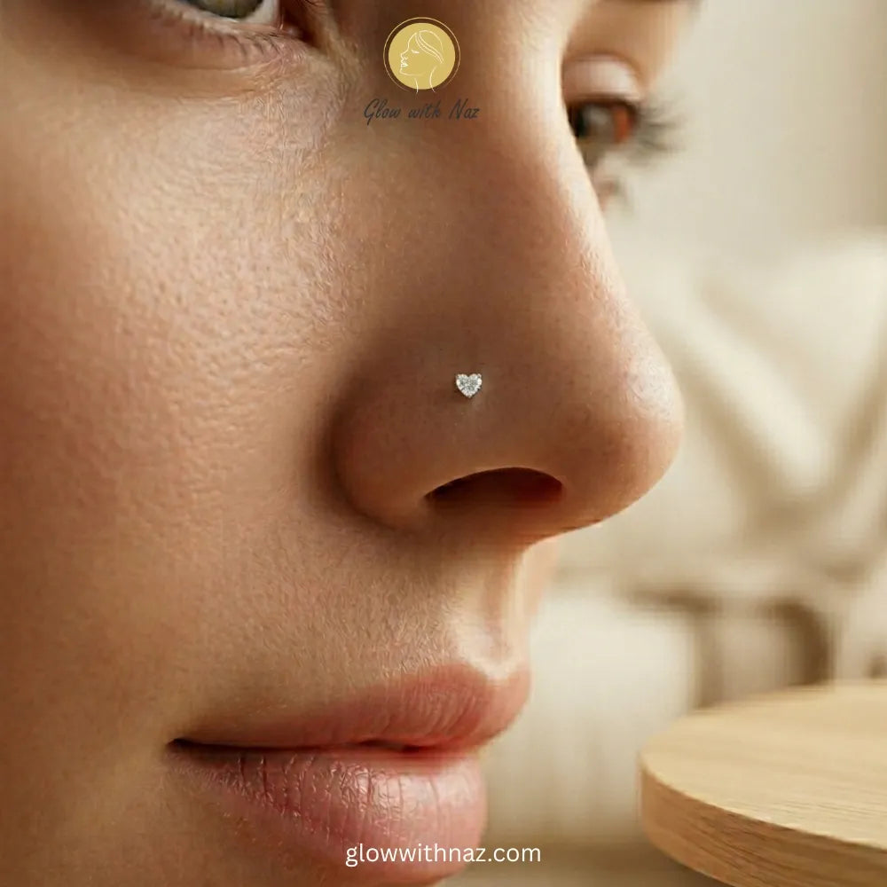 1pc Gold Heart Zircon Stainless Steel Nose Stud