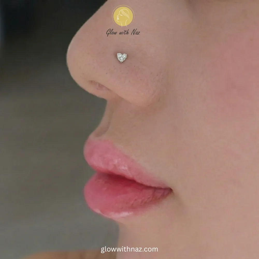 1pc Gold Heart Zircon Stainless Steel Nose Stud