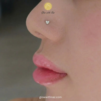 1pc Gold Heart Zircon Stainless Steel Nose Stud