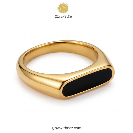 24K Gold Plated Premium Black Epoxy Ring