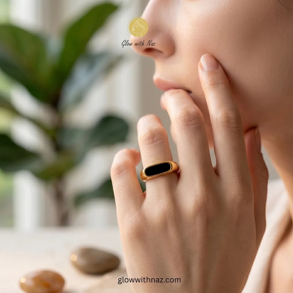 24K Gold Plated Premium Black Epoxy Ring - 24K Gold Plated Premium Black Epoxy RingJewelryGlow With NazGlow With NazN-R005N-R00524K Gold Plated Premium Black Epoxy Ring