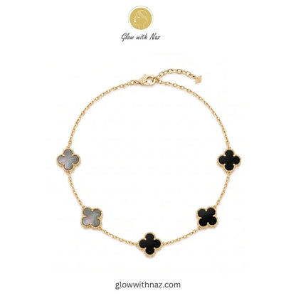 5 Clover Black Stylish Gold Plated Stainless Steel Necklace - 5 Clover Black Stylish Gold Plated Stainless Steel NecklaceJewelryGlow With NazGlow With NazN-N004N-N0045 Clover Stylish Gold Plated Necklace necklace, pendant necklace, necklace set, locket set, simple necklace, pendant set, pendant, chain necklace, diamond pendant, diamond necklace, locket necklace, neck chain, girls locket, heart locket, pendant for girls, necklace for girls, heart necklace, locket for girls, diamond locket, pendan