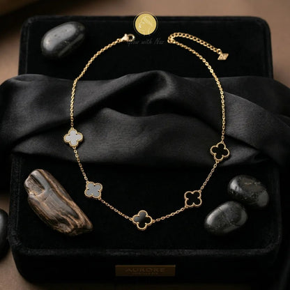 5 Clover Black Stylish Gold Plated Stainless Steel Necklace - 5 Clover Black Stylish Gold Plated Stainless Steel NecklaceJewelryGlow With NazGlow With NazN-N004N-N0045 Clover Black Stylish Gold Plated Stainless Steel Necklace necklace, pendant necklace, necklace set, locket set, simple necklace, pendant set, pendant, chain necklace, diamond pendant, diamond necklace, locket necklace, neck chain, girls locket, heart locket, pendant for girls, necklace for girls, heart necklace, locket for girls, 