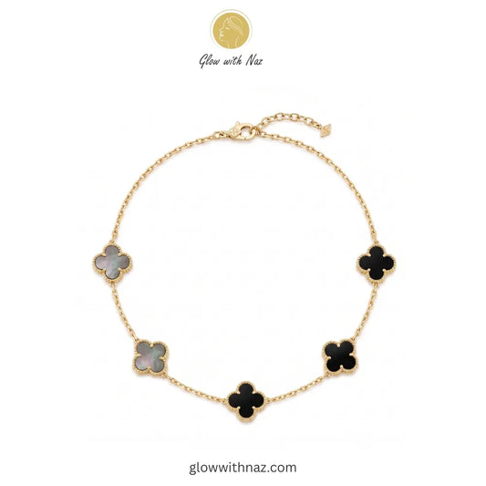 5 Clover Stylish Gold Plated Necklace