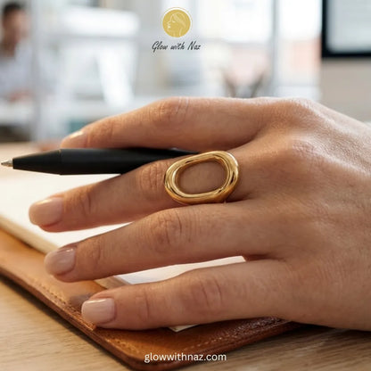 Adjustable Gold Chain Link Ring – Stainless Steel
