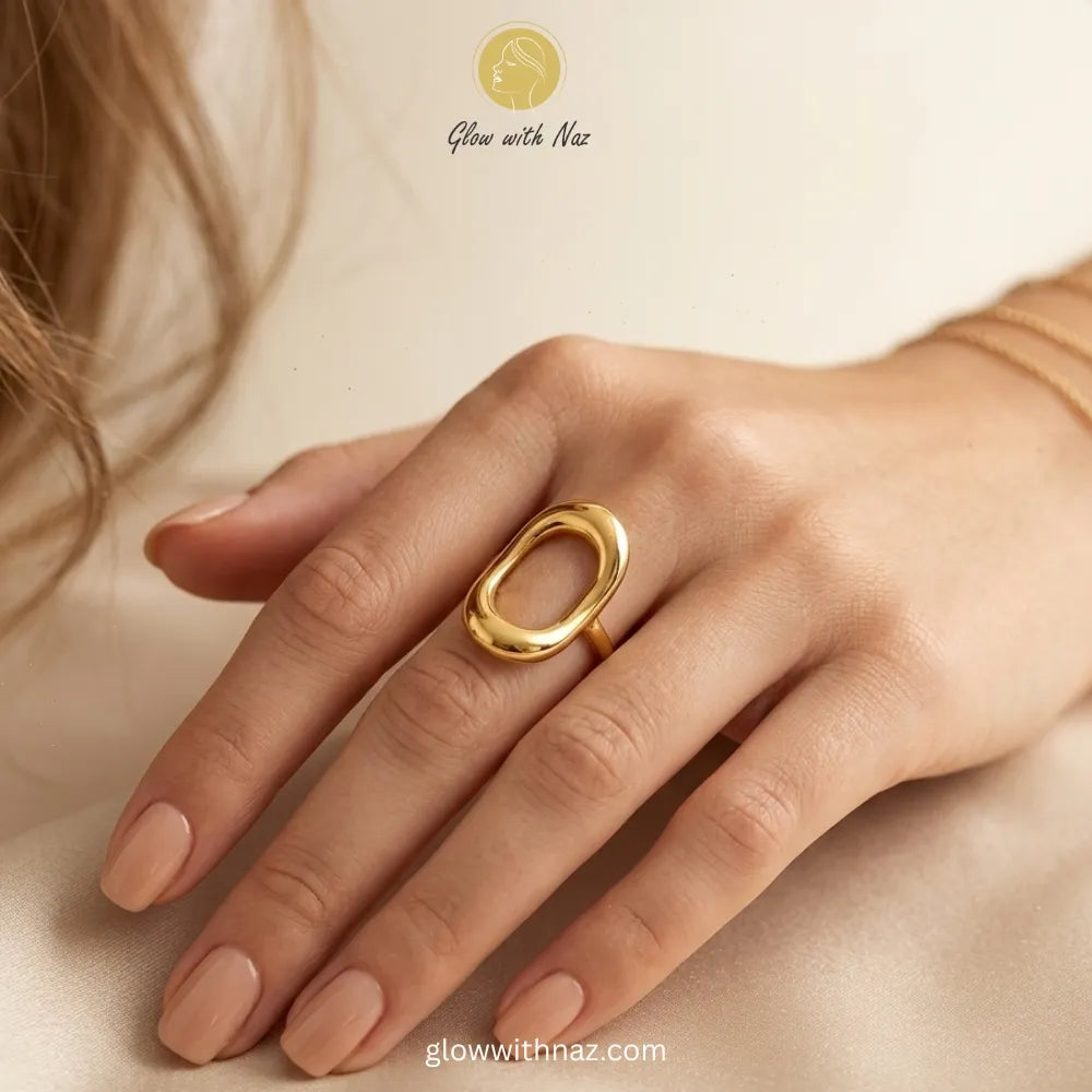 Adjustable Gold Oval Link Ring – Everyday Jewelry