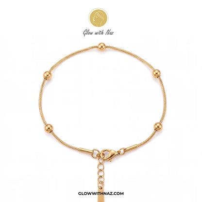 Minimalist Stainless Steel Beaded Bracelet - Single String Bracelet