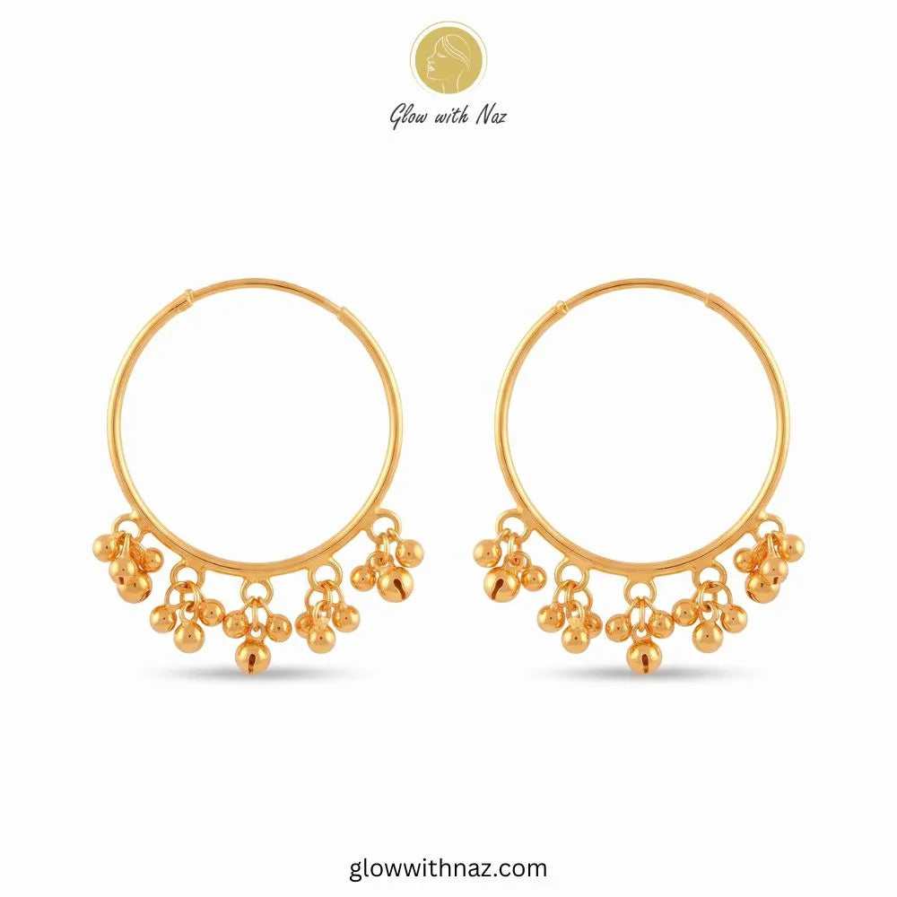 Beaded Gold Ball Drop Big Hoop Earrings – Glow With Naz
