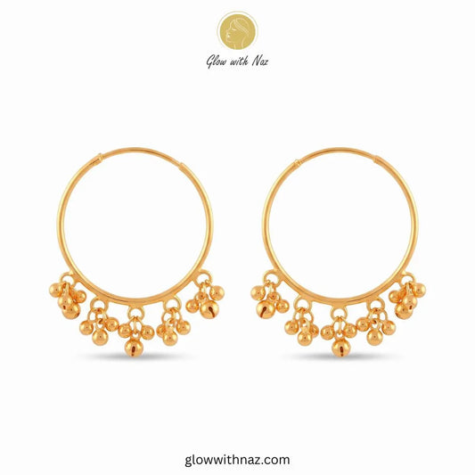 Beaded Gold Ball Drop Big Hoop Earrings – Glow With Naz
