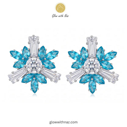 Celestial Aqua Starburst Stud Earrings