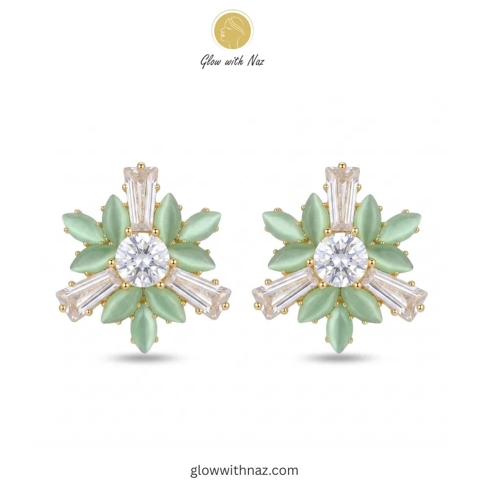 Celestial Mint Sunburst Studs Earring