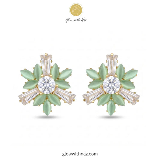 Celestial Mint Sunburst Studs Earring