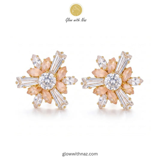 Celestial Peach Sunburst Studs