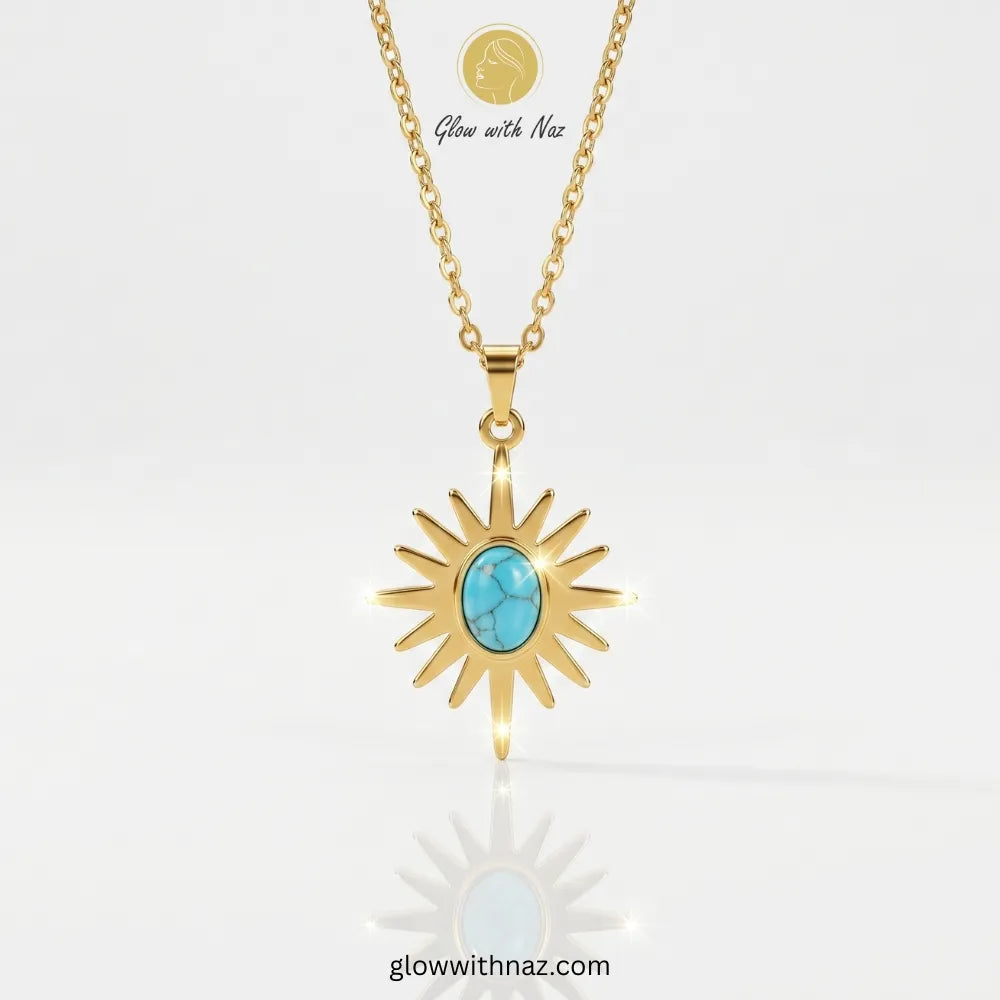 unburst Turquoise Necklace | Bohemian Gold Jewelry | Glow with Naz