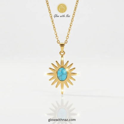 unburst Turquoise Necklace | Bohemian Gold Jewelry | Glow with Naz