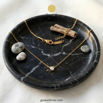 Diamond Pendant Gold-Plated Stainless Steel Simple Pendant Necklace
