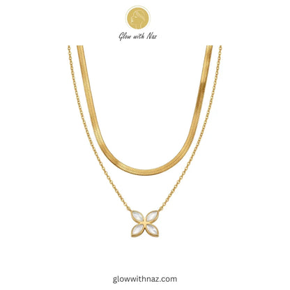 Double Layer Chain Star Floral Necklace