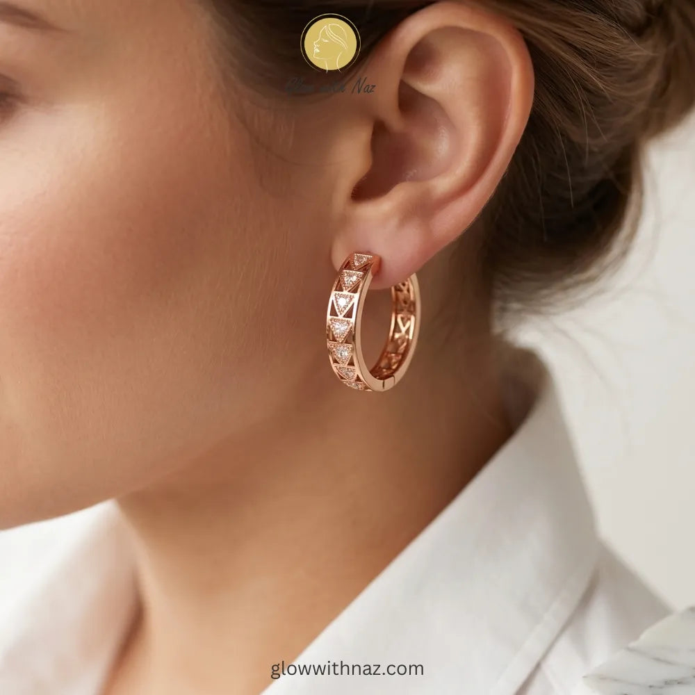 Geometric Crystal Hoop Earrings