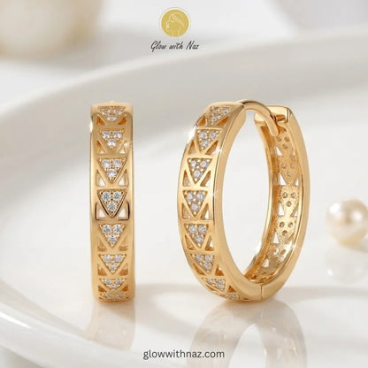 Geometric Crystal Hoop Earrings