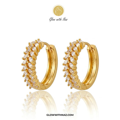 Marquise Crystal Gold Hoop Earrings for Women