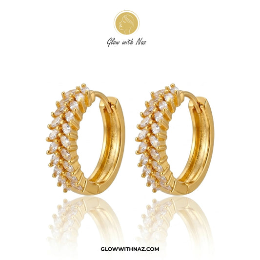 Marquise Crystal Gold Hoop Earrings for Women
